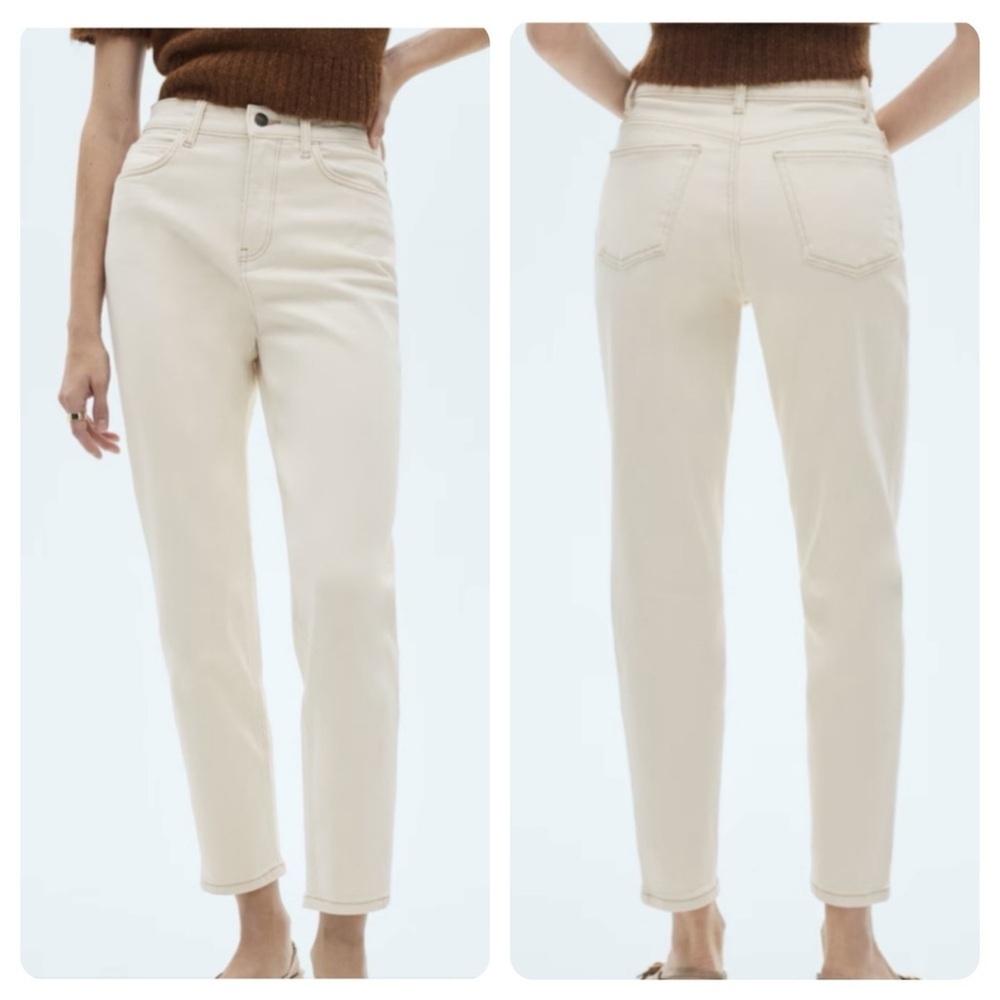 Mango Mom Jeans High Rise White Cream Denim Jeans Size 4 NWOT